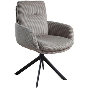 Novel Armlehnstuhl, Taupe, Metall, Textil, Drehkreuz, 63.5x88.5x66.5 cm, Stoffauswahl, Sitzfläche 360° drehbar, Esszimmer, Stühle, Esszimmerstühle,