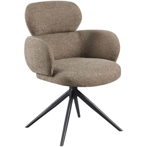 Novel Armlehnstuhl, Taupe, Metall, Textil, Drehkreuz, 64x88x62 cm, Sitzfläche 360° drehbar, Stühle