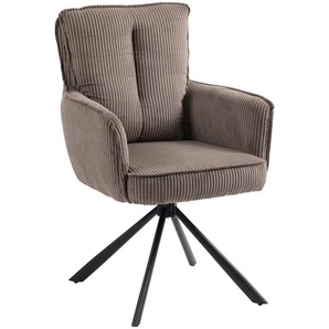 Novel Armlehnstuhl, Taupe, Metall, Textil, Stativgestell, 62x95x67 cm, Handmade in China, Stoffauswahl, Sitzfläche 180° drehbar, Esszimmer, Stühle, Esszimmerstühle, Armlehnenstühle