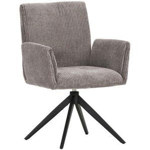 Novel Armlehnstuhl, Taupe, Textil, Drehkreuz, 65x90x60 cm, Stoffauswahl, Sitzfläche 360° drehbar, automatische Rückholfunktion, Esszimmer, Stühle,