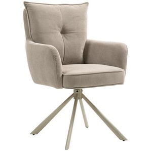 Novel Armlehnstuhl, Taupe, Textil, Drehteller, Stativgestell, 61x95x67 cm, Sitzfläche 180° drehbar, automatische Rückholfunktion, Esszimmer, Stühle, Esszimmerstühle, Armlehnenstühle