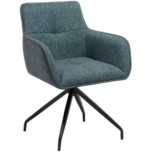 Novel Armlehnstuhl, Türkis, Metall, Textil, Drehkreuz, 63x84x62 cm, Stoffauswahl, Sitzfläche 360° drehbar, inklusive Armlehnen, Gestellauswahl, Esszimmer, Stühle, Esszimmerstühle, Armlehnenstühle