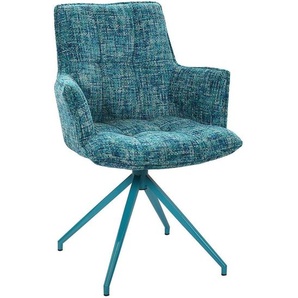 Novel Armlehnstuhl, Türkis, Metall, Textil, Rundrohr, Drehkreuz, 59.5x90.5x62.5 cm, Typenauswahl, Sitzfläche 360° drehbar, automatische