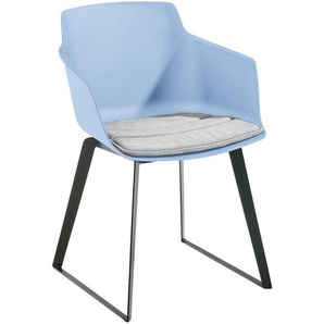 Novel Armlehnstuhl , Blau, Grau, Schwarz , Metall, Kunststoff, Textil , Füllung: Schaumstoff , eckig , 55x55x79 cm , Esszimmer, Stühle, Esszimmerstühle, Armlehnenstühle
