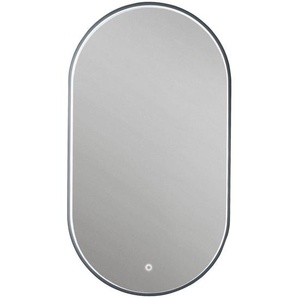 Novel Badezimmerspiegel Nv.021, Schwarz, Silber, Glas, oval, 50x90x5 cm, Goldenes M, beheizbar, Badezimmer, Badezimmerspiegel, Beleuchtete Spiegel