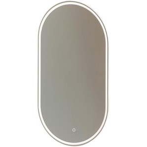 Novel Badezimmerspiegel, Silber, Glas, oval, 50x90x3.1 cm, Goldenes M, beheizbar, Badezimmer, Badezimmerspiegel, Beleuchtete Spiegel