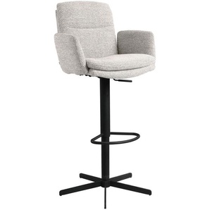 Novel Barhocker, Beige, Metall, Textil, Drehkreuz, Säule, 55x92-117x54 cm, Sitzfläche 360° drehbar, inklusive Armlehnen, Esszimmer, Barmöbel, Barhocker