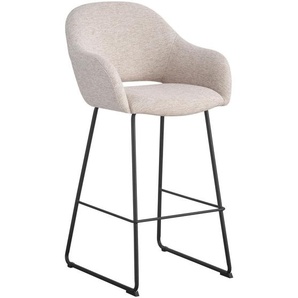 Novel Barhocker, Beige, Schwarz, Textil, Metall, Rundrohr, Kufe, 55x104.5x60.5 cm, Esszimmer, Barmöbel, Barhocker