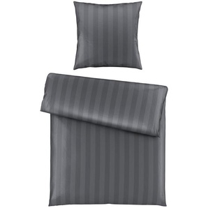 Novel Bettwäsche Dobby, Anthrazit, Textil, Streifen, 135x200 cm, Oeko-Tex® Standard 100, atmungsaktiv, hautfreundlich, saugfähig, 100% feinster