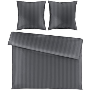 Novel Bettwäsche Dobby, Anthrazit, Textil, Streifen, 200x200 cm, Oeko-Tex® Standard 100, atmungsaktiv, hautfreundlich, saugfähig, 100% feinster
