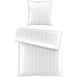 Novel Bettwäsche Dobby, Weiß, Textil, Streifen, 135x200 cm, Oeko-Tex® Standard 100, atmungsaktiv, hautfreundlich, saugfähig, 100% feinster