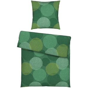 Novel Bettwäsche, Grün, Textil, Kreise, 135x200 cm, pflegeleicht, angenehm wärmend, Schlaftextilien, Bettwäsche, Bettwäsche