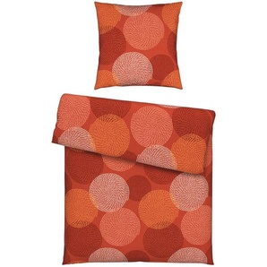 Novel Bettwäsche, Terracotta, Textil, Kreise, 135x200 cm, pflegeleicht, angenehm wärmend, Schlaftextilien, Bettwäsche, Bettwäsche