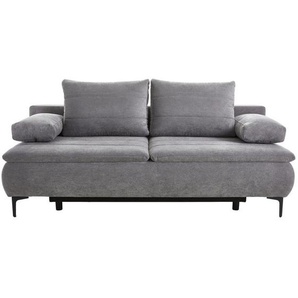 Novel Boxspringsofa, Grau, Textil, 2-Sitzer, Füllung: Schaumstoff, 204x93x100 cm, Made in EU, Stoffauswahl, Liegefunktion, Schlafen auf Sitzhöhe,