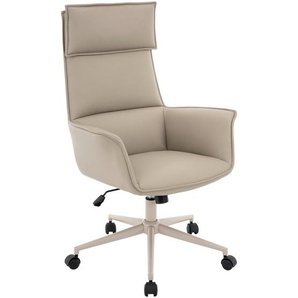 Novel Chefsessel, Taupe, Metall, Textil, Drehkreuz, 67x111-121x65 cm, Arbeitszimmer, Bürostühle, Drehstühle