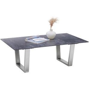 Novel Couchtisch, Edelstahl, Dunkelgrau, Metall, Glas, Keramik, rechteckig, U-Form, 70x42x120 cm, Wohnzimmer, Wohnzimmertische, Couchtische,