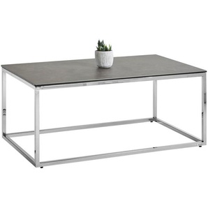 Novel Couchtisch, Grau, Chrom, Metall, Glas, Keramik, rechteckig, eckig, 60x42 cm, Wohnzimmer, Wohnzimmertische, Couchtische, Glas-Couchtische