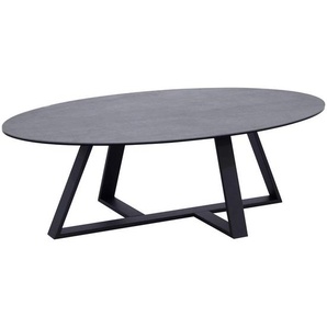 Novel Couchtisch, Grau, Schwarz, Metall, Glas, Keramik, oval, eckig, Flachrohr, 70x38x120 cm, einfacher Aufbau, Wohnzimmer, Wohnzimmertische, Couchtische, Couchtische Glas