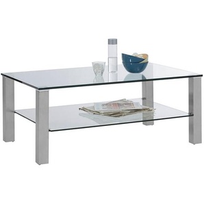 Novel Couchtisch, Klar, Edelstahl, Metall, Glas, rechteckig, eckig, 70x43x110 cm, Wohnzimmer, Wohnzimmertische, Couchtische