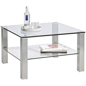 Novel Couchtisch, Klar, Silber, Metall, Glas, rechteckig, eckig, 75x43x75 cm, Wohnzimmer, Wohnzimmertische, Couchtische