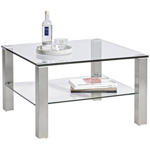 Novel Couchtisch, Klar, Silber, Metall, Glas, rechteckig, eckig, 75x43x75 cm, Wohnzimmer, Wohnzimmertische, Couchtische
