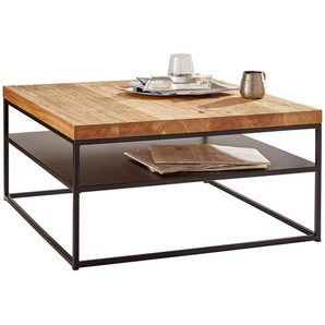 Novel Couchtisch, Schwarz, Eiche, Holz, Metall, Eiche, massiv, quadratisch, Kufe, 80x40x80 cm, Wohnzimmer, Wohnzimmertische, Couchtische, Couchtische