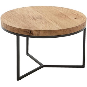 Novel Couchtisch, Schwarz, Eiche, Holz, Metall, Eiche, massiv, rund, eckig, 60x38x60 cm, Wohnzimmer, Wohnzimmertische, Couchtische, Metall-Couchtische