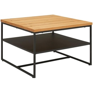 Novel Couchtisch, Schwarz, Eiche, Holz, Metall, Holzwerkstoff, Eiche, furniert, massiv, quadratisch, eckig, 70x44x70 cm, Wohnzimmer, Wohnzimmertische, Couchtische, Couchtische Metall
