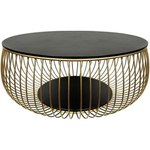Novel Couchtisch, Schwarz, Gold, Metall, Glas, rund, rund, 86x35x86 cm, Wohnzimmer, Wohnzimmertische, Couchtische, Couchtische Glas