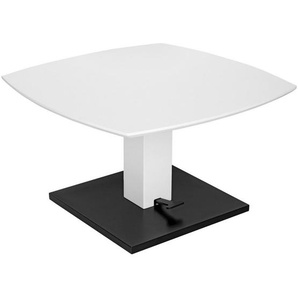 Novel Couchtisch, Schwarz, Weiß, Metall, Holzwerkstoff, quadratisch, Bodenplatte, Sockel, 80x47-66x80 cm, höhenverstellbar, einfacher Aufbau, Wohnzimmer, Wohnzimmertische, Couchtische, Couchtische Metall