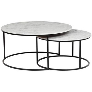 Novel Couchtischset, Weiß, Stein, 2-teilig, Steine, rund, rund, 80x35x80 cm, Wohnzimmer, Wohnzimmertische, Couchtische, Couchtische Marmor