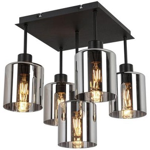 Novel Deckenleuchte Elia, Schwarz, Metall, Glas, Uni,Uni, quadratisch,quadratisch, 36x40x36 cm, Lampen & Leuchten, Innenbeleuchtung, Leuchten nach Räumen, Esstischlampen