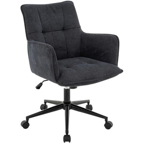 Novel Drehstuhl, Anthrazit, Schwarz, Metall, Textil, Drehkreuz, 57x84x92 cm, Sitzfläche 360° drehbar, Arbeitszimmer, Bürostühle, Drehstühle