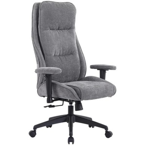 Novel Drehstuhl, Grau, Metall, Kunststoff, Textil, Drehkreuz, 76x116-124x64.5 cm, Sitzfläche 360° drehbar, gepolsterte Armlehnen, Arbeitszimmer,