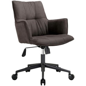 Novel Drehstuhl, Schwarz, Dunkelgrau, Metall, Textil, Drehkreuz, 59x83.5-93.5x63 cm, Sitzfläche 360° drehbar, inklusive Armlehnen, Arbeitszimmer,