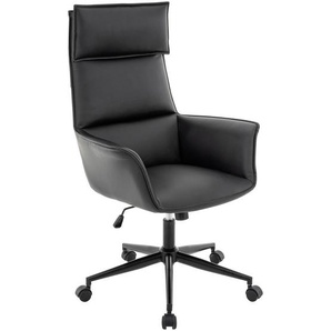Novel Drehstuhl, Schwarz, Metall, Textil, Drehkreuz, 67x111-121x65 cm, Arbeitszimmer, Bürostühle, Drehstühle
