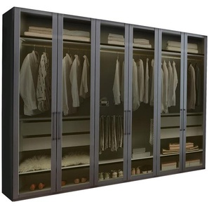 Novel Drehtürenschrank, Graphit, Holzwerkstoff, 6 Fächer, 300x236x58 cm, Goldenes M, Made in Germany, DIN EN ISO 9001, Schlafzimmer, Kleiderschränke, Drehtürenschränke