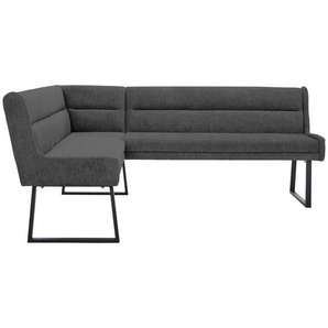 Novel Eckbank, Schwarz, Dunkelgrau, Metall, Textil, 4-Sitzer, Ottomane rechts, Eckteil, L-Form, 217x159 cm, Stoffauswahl, Typenauswahl, mit