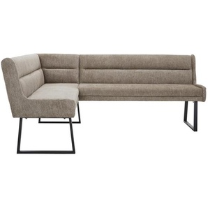 Novel Eckbank, Schwarz, Taupe, Metall, Textil, 4-Sitzer, Ottomane rechts, Eckteil, L-Form, 217x159 cm, Stoffauswahl, Typenauswahl, mit Rückenlehne, in