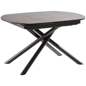 Novel Esstisch, Anthrazit, Schwarz, Metall, Glas, Keramik, oval, zylindrisch, 100x77 cm, ausziehbar, Esszimmer, Tische, Esstische, Esstische oval