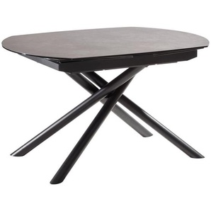 Novel Esstisch, Anthrazit, Schwarz, Metall, Glas, Keramik, oval, zylindrisch, 100x77x130-190 cm, ausziehbar, Esszimmer, Tische, Esstische, Esstische oval