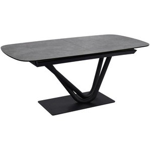 Novel Esstisch, Anthrazit, Schwarz, Metall, Glas, Keramik, rechteckig, Bodenplatte, 95x76 cm, ausziehbar, Esszimmer, Tische, Esstische