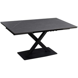 Novel Esstisch, Anthrazit, Schwarz, Metall, Keramik, Glas, rechteckig, Bodenplatte, eckig, 90x76 cm, ausziehbar, Esszimmer, Tische, Esstische, Glastische