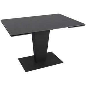 Novel Esstisch, Anthrazit, Schwarz, Metall, Keramik, rechteckig, Bodenplatte, 80x76x120-179 cm, ausziehbar, Esszimmer, Tische, Esstische
