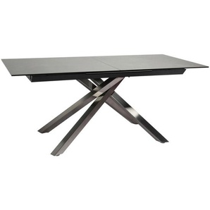 Novel Esstisch, Edelstahl, Dunkelgrau, Metall, Glas, Keramik, rechteckig, eckig, X-Form, 90x76 cm, ausziehbar, Esszimmer, Tische, Esstische, Glastische