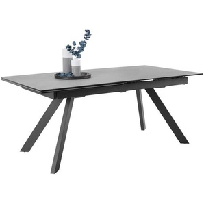 Novel Esstisch, Grau, Schwarz, Metall, Glas, Keramik, rechteckig, Flachrohr, 95x76x180-260 cm, ausziehbar, Esszimmer, Tische, Esstische, Glastische