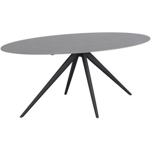 Novel Esstisch, Grau, Schwarz, Metall, Keramik, oval, konisch, Rundrohr, 89x76x180 cm, Esszimmer, Tische, Esstische, Esstische oval