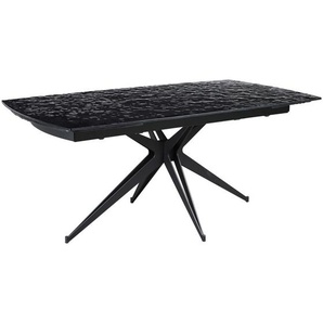 Novel Esstisch, Schwarz, Metall, Glas, bootsförmig, eckig, Flachrohr, 90-95x76x180-260 cm, ausziehbar, Esszimmer, Tische, Esstische