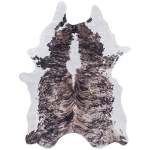 Novel Fellteppich Etosha , Braun, Weiß , Textil , Lederoptik , Tierform , 150 cm , Oeko-Tex® Standard 100 , für Fußbodenheizung geeignet, schmutzabweisend, Hausstauballergiker lichtunempfindlich, antistatisch, waschbar, pflegeleicht, strapazierfähig,