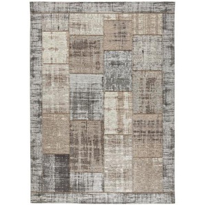 Novel Flachwebeteppich, Grau, Beige, Textil, Patchwork, rechteckig, 60x90 cm, in verschiedenen Größen erhältlich, Teppiche & Böden, Teppiche, Moderne Teppiche